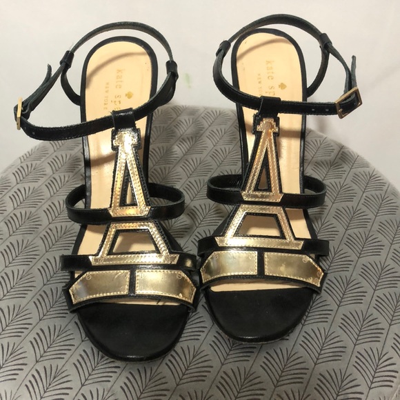 Kate Spade eiffel tower wedge sandals - Picture 1 of 14
